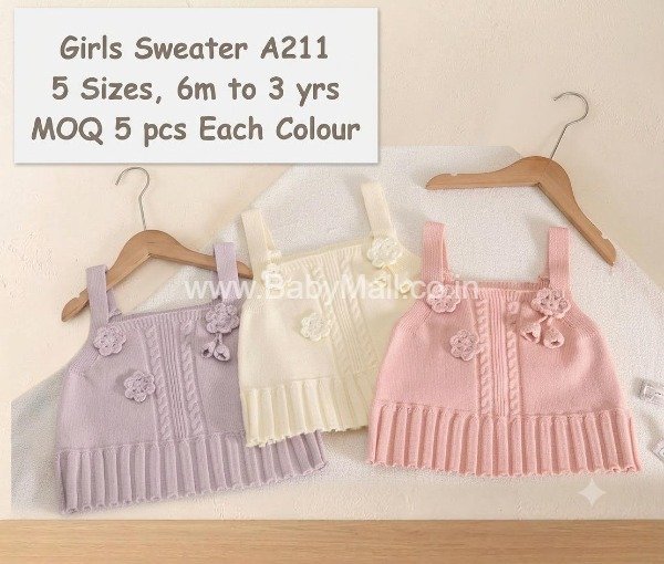 Cut Sleeve Sweater Imported Cream & Pink || Item No:A211 
